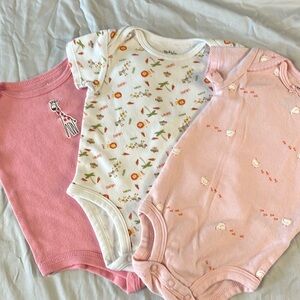 3-6M girls onesie, diaper shirt bundle